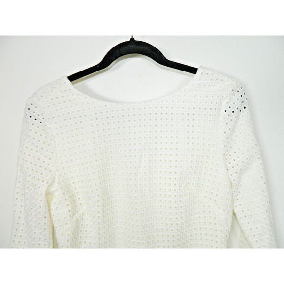 & Other Stories Lace Dress Size 6 White Eyelet 3/4 Sleeve Fully Lined Mini Dress - Picture 4 of 11